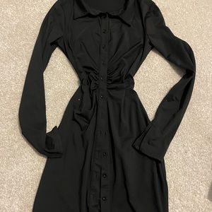 Elegant Black Button-Up Dress